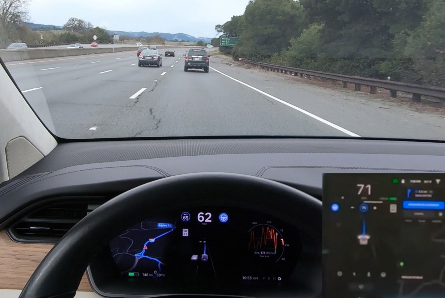 Tesla Autopilot on Freeway