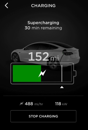 Charging Status in Tesla App