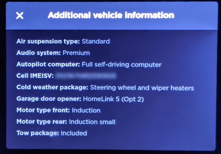 Tesla Additional Vehicle Information - Update 2020.4